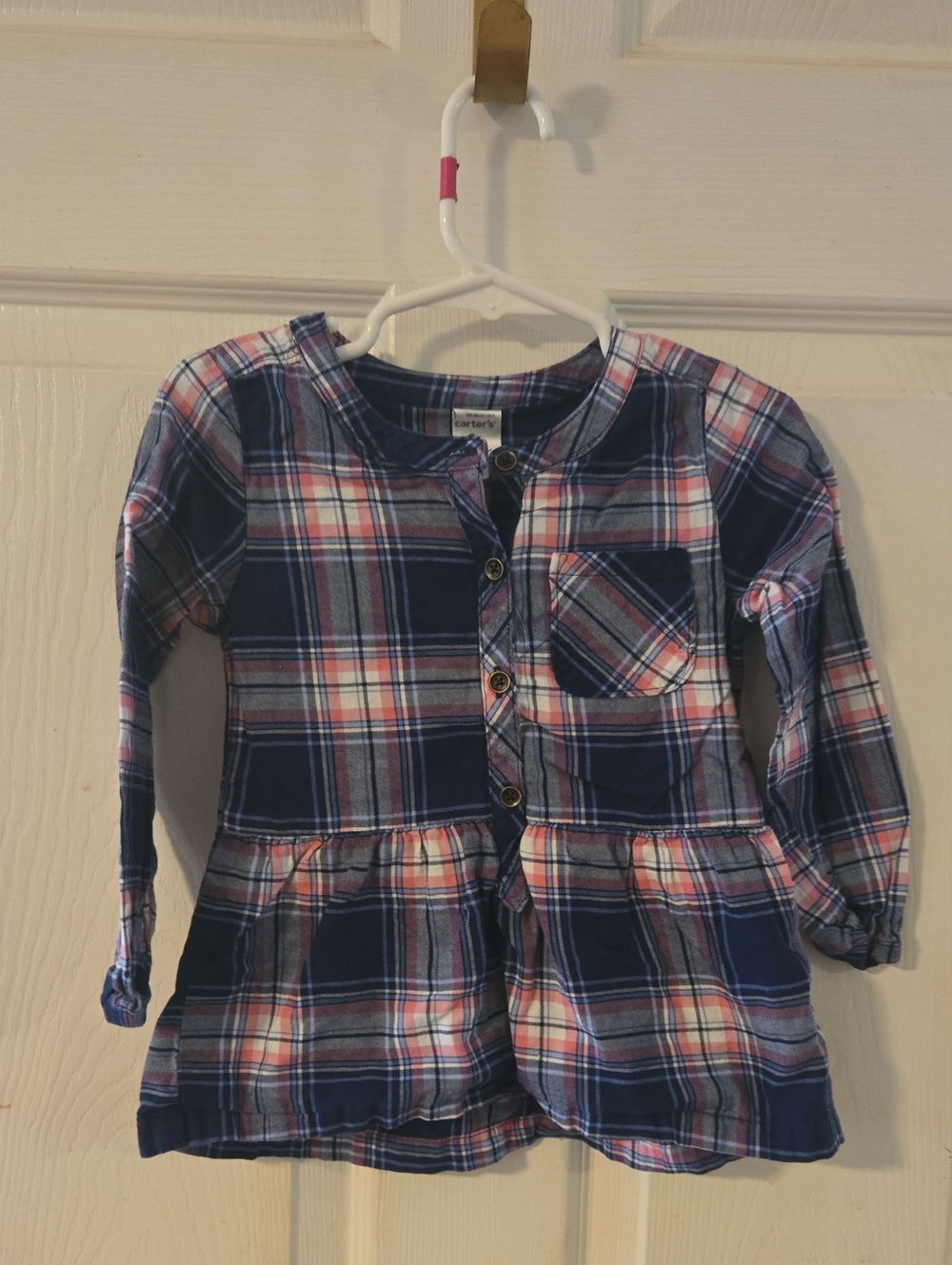 Carter's Navy & Pink Plaid Top